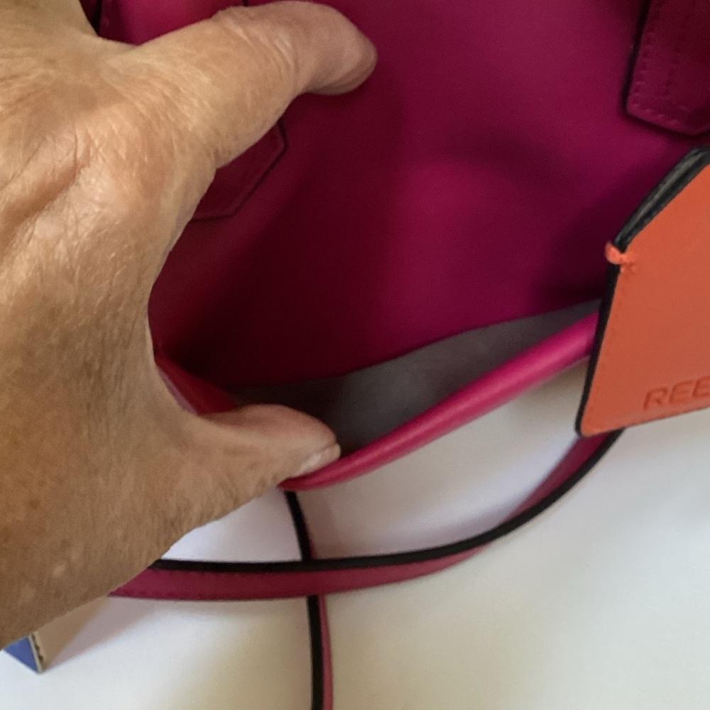 NWT REED special edition small Satchel/ crossbody. Vegan,  Fuschia and orange. - Picture 13 of 13